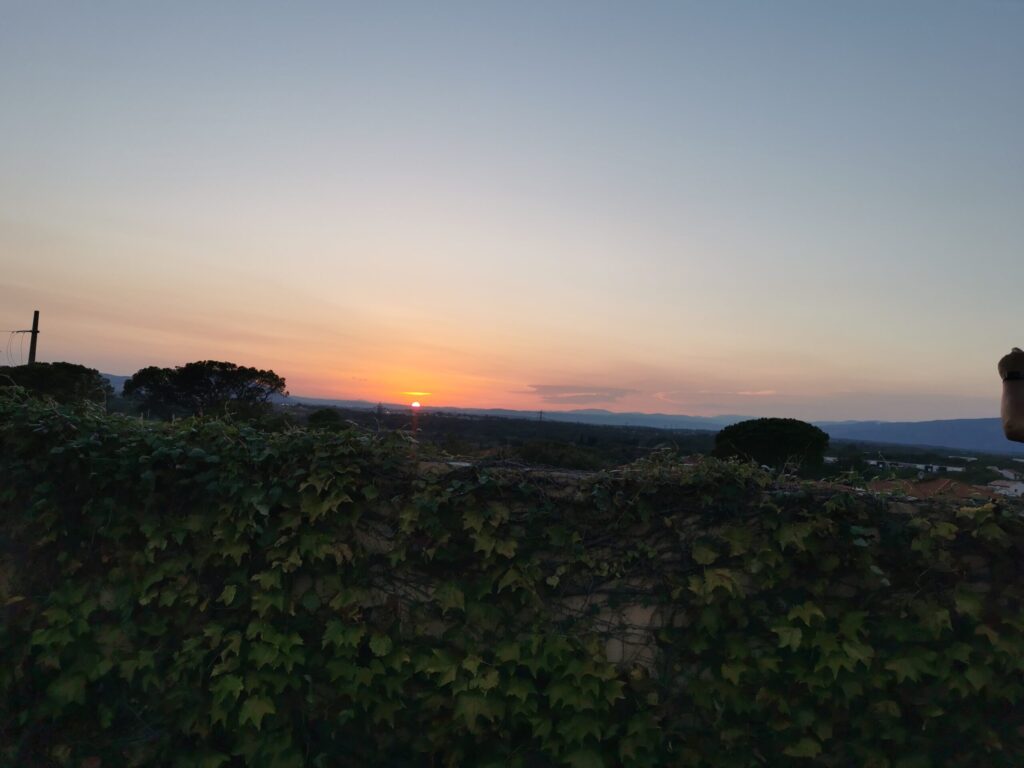 Sunset view from Club Colombier - Eurocamp French Riviera base, overlooking the countryside. 