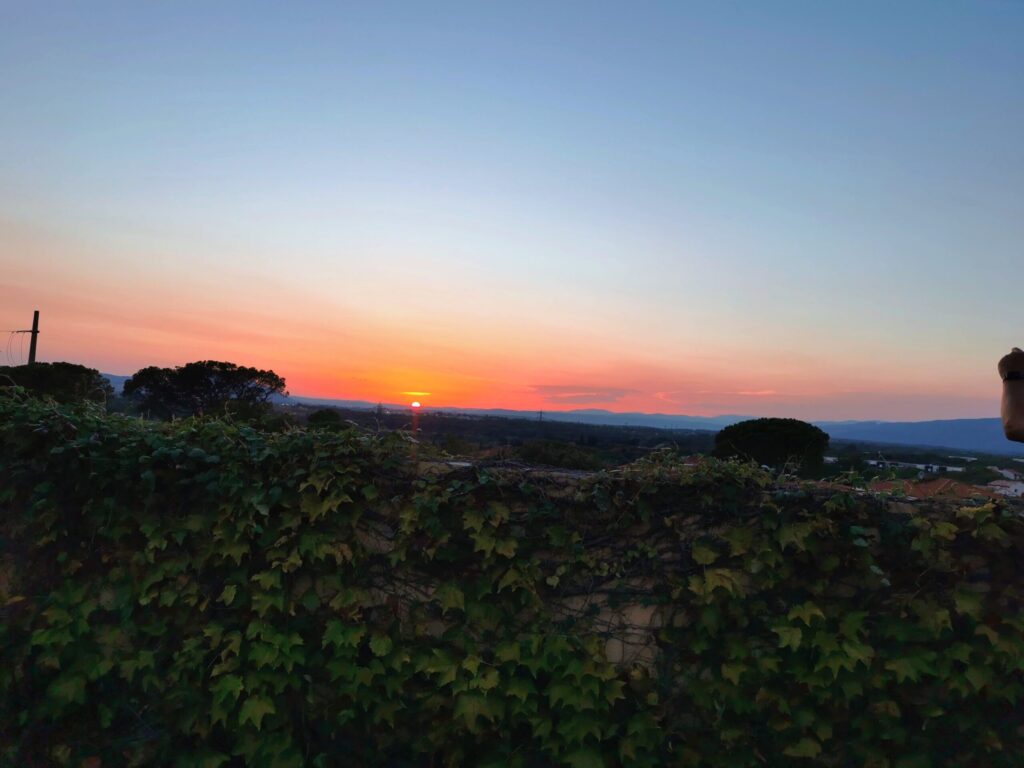 Sun setting over the hills of the South of France.