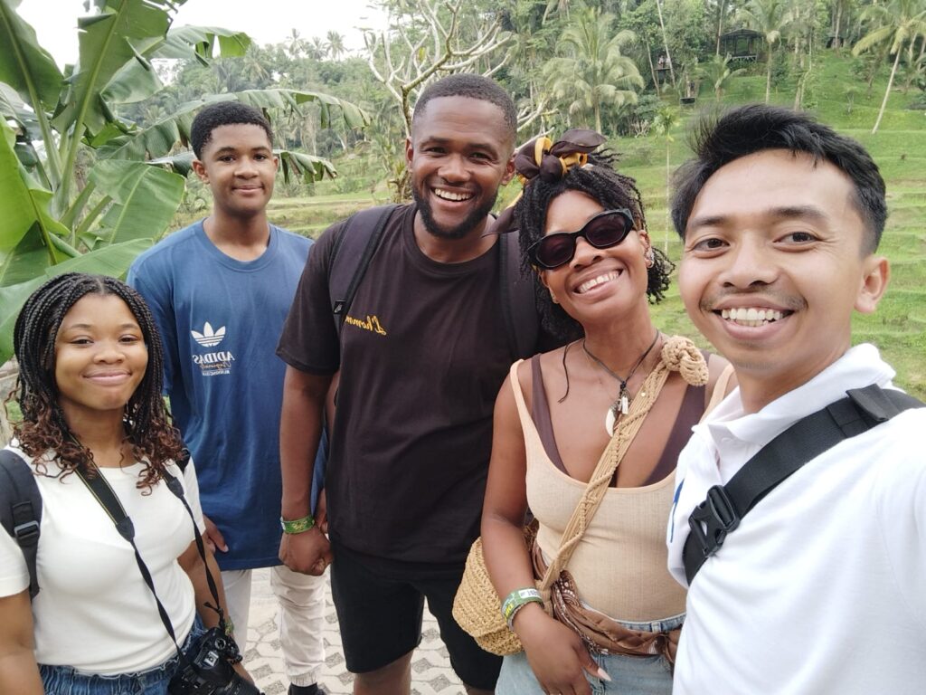 Family with their private driver Agus in Bali.